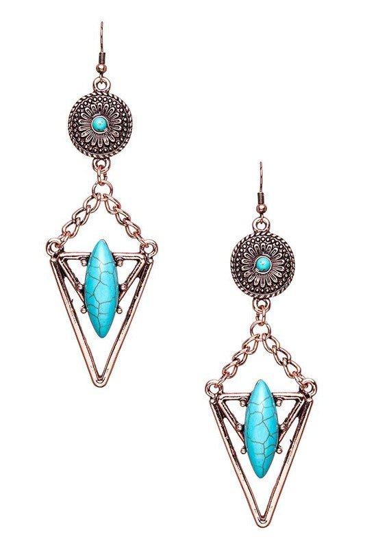 Turquoise Stone Drop Earrings