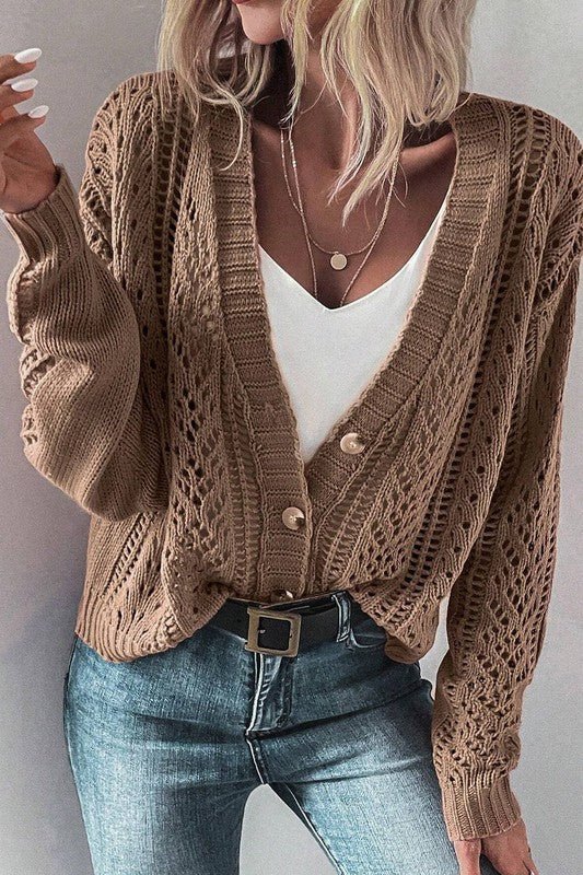Open Knit Drop Shoulder Cardigan - Robbi & Angel
