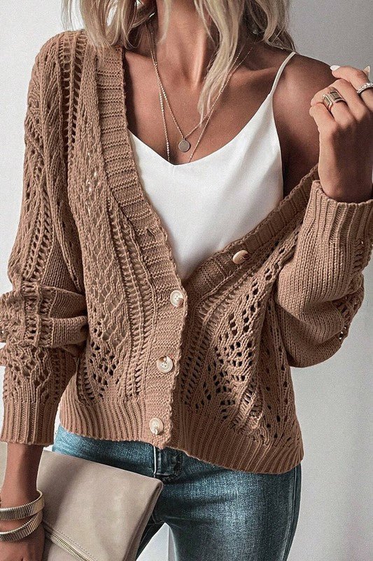 Open Knit Drop Shoulder Cardigan - Robbi & Angel