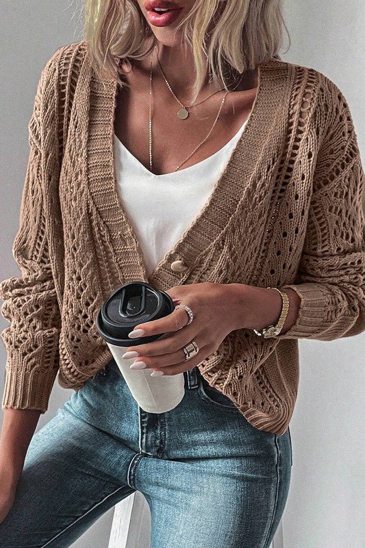 Open Knit Drop Shoulder Cardigan - Robbi & Angel