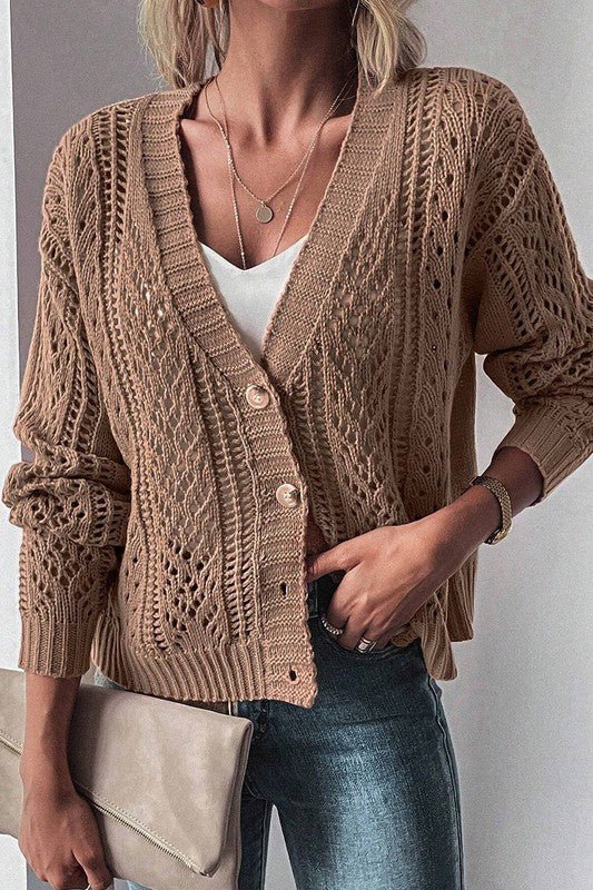 Open Knit Drop Shoulder Cardigan - Robbi & Angel