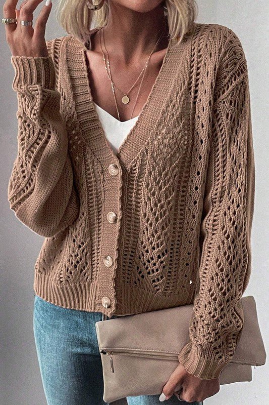 Open Knit Drop Shoulder Cardigan - Robbi & Angel