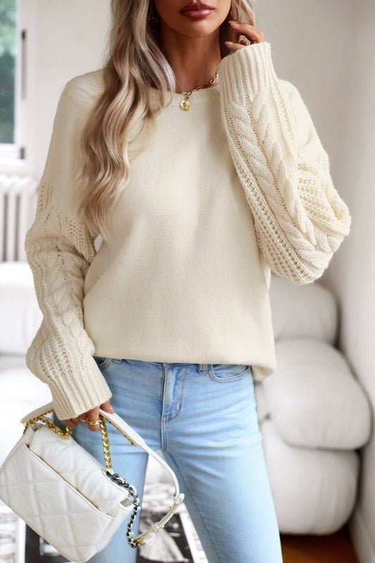 Cable knit sleeve sweater - Robbi & Angel