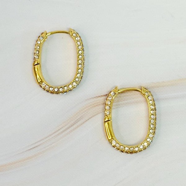 Shine Covered Oval Hoop Earrings - Robbi & Angel