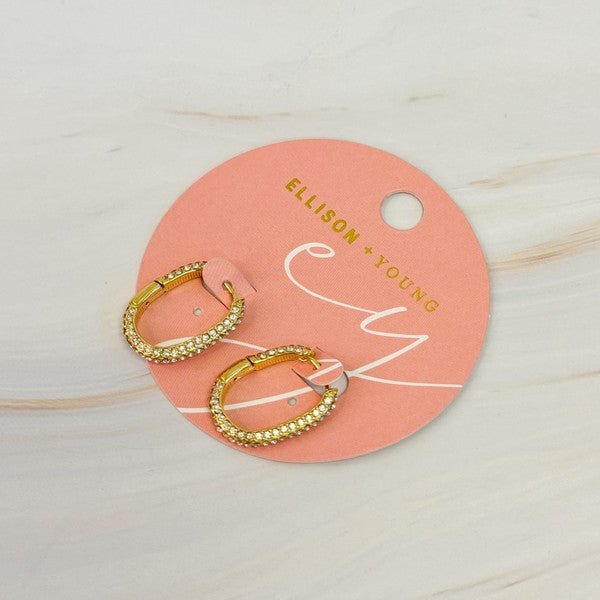 Shine Covered Oval Hoop Earrings - Robbi & Angel