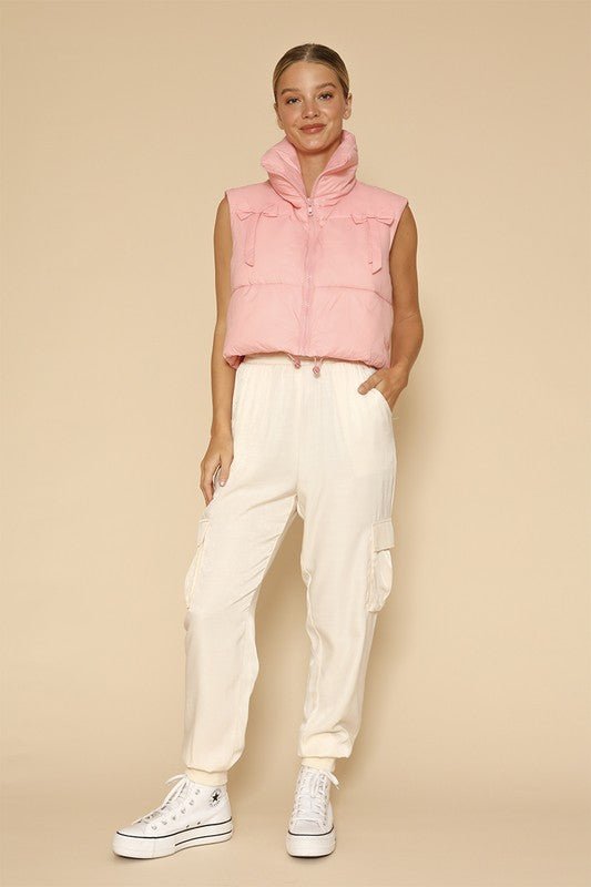 Bow cropped puffer vest - Robbi & Angel
