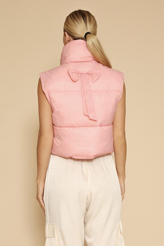 Bow cropped puffer vest - Robbi & Angel