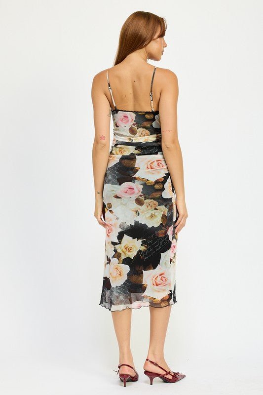 RUCHED MIDI V NECK DRESS - Robbi & Angel