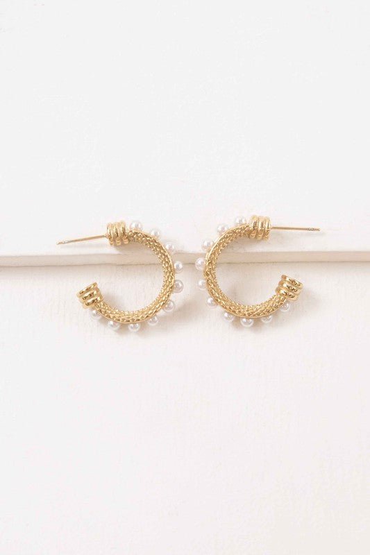 Studded Pearl Hoop Earrings