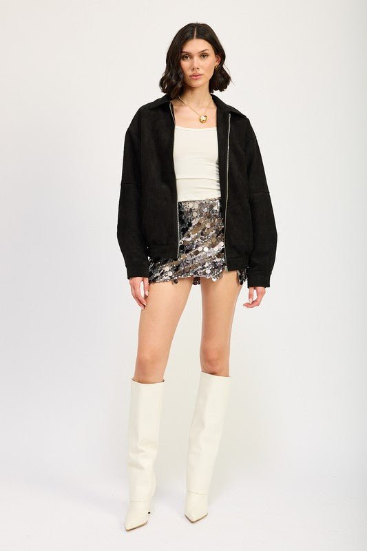 OVERSIZED SUEDE BOMBER JACKET - Robbi & Angel