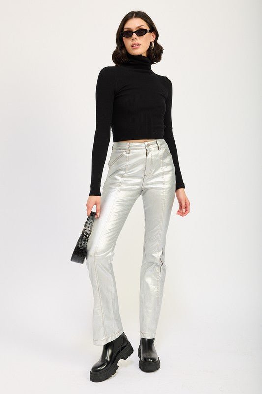 METALLIC FLARED PANTS - Robbi & Angel