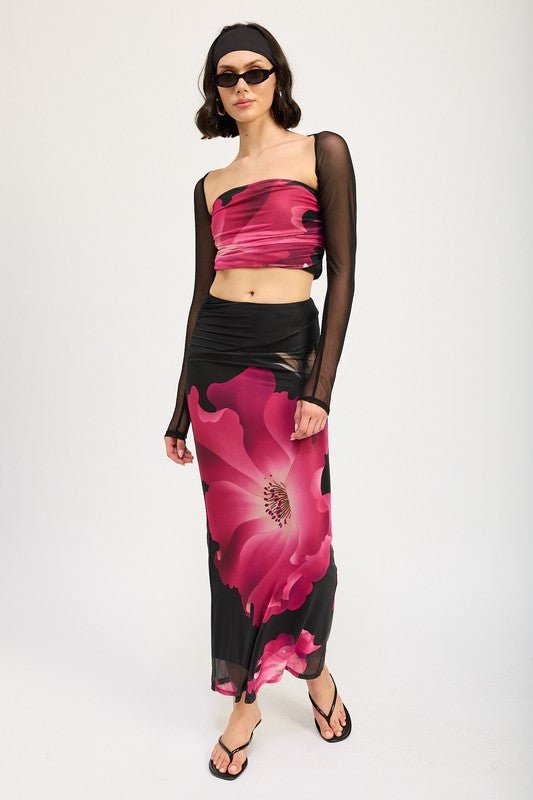 ASYMMETRIC RUCHED MAXI SKIRT - Robbi & Angel