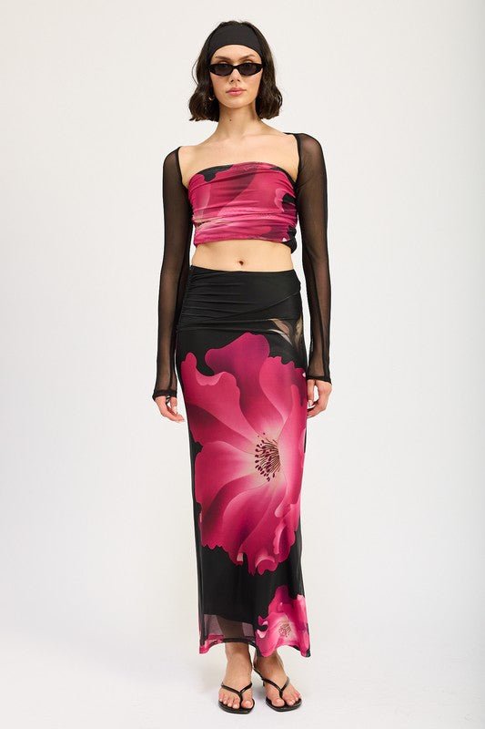 ASYMMETRIC RUCHED MAXI SKIRT - Robbi & Angel