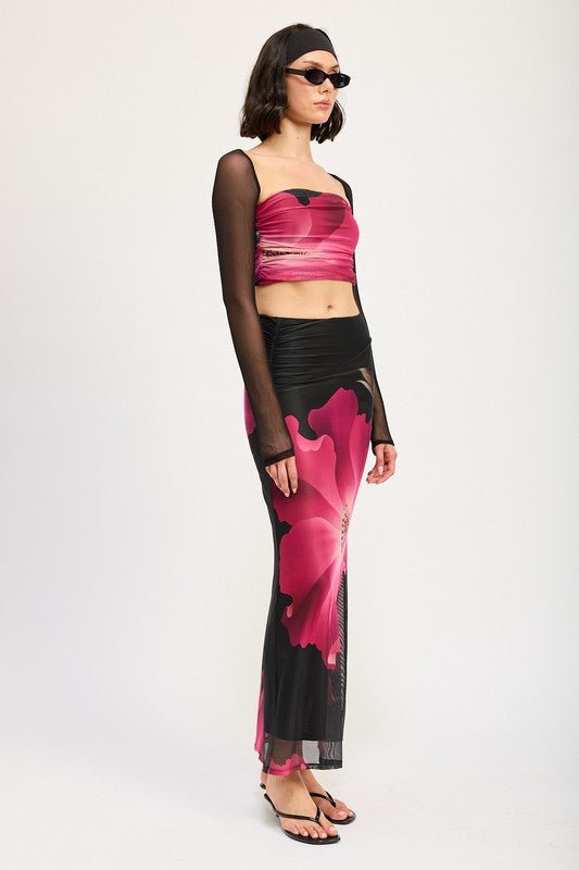 ASYMMETRIC RUCHED MAXI SKIRT - Robbi & Angel