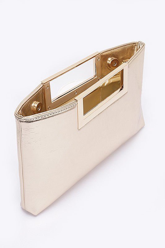 Top Handle Metallic Square Clutch