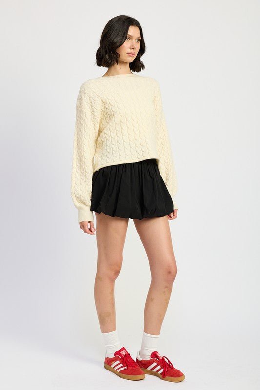 CABLE KNIT CROPPED SWEATER - Robbi & Angel