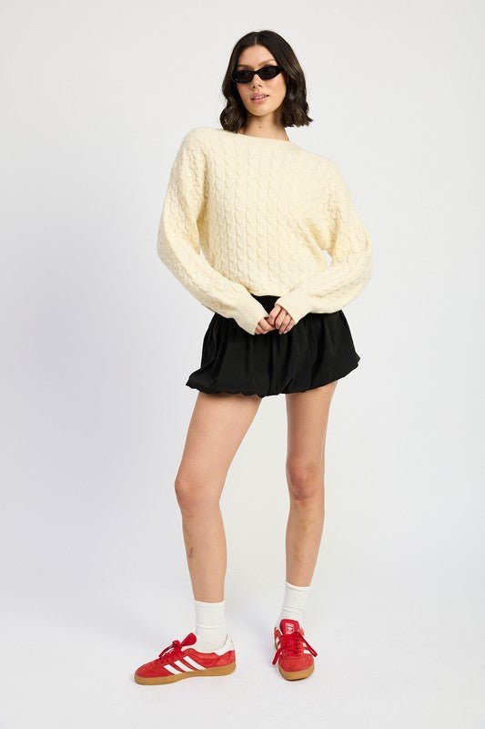 CABLE KNIT CROPPED SWEATER - Robbi & Angel