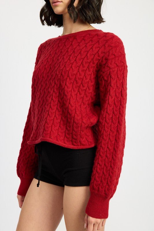 CABLE KNIT CROPPED SWEATER - Robbi & Angel