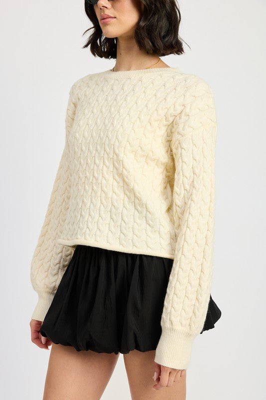 CABLE KNIT CROPPED SWEATER - Robbi & Angel