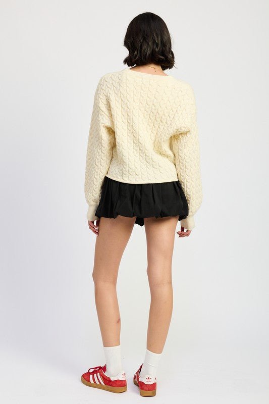 CABLE KNIT CROPPED SWEATER - Robbi & Angel