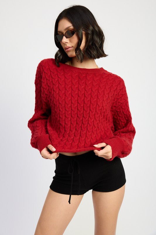 CABLE KNIT CROPPED SWEATER - Robbi & Angel