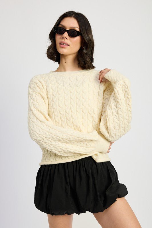 CABLE KNIT CROPPED SWEATER - Robbi & Angel