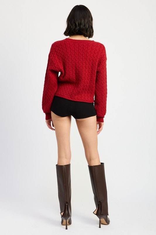 CABLE KNIT CROPPED SWEATER - Robbi & Angel