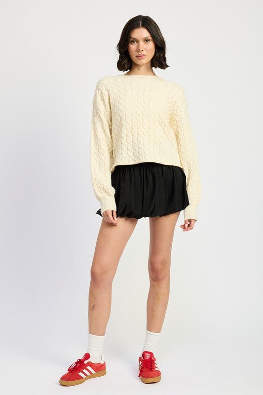 CABLE KNIT CROPPED SWEATER - Robbi & Angel