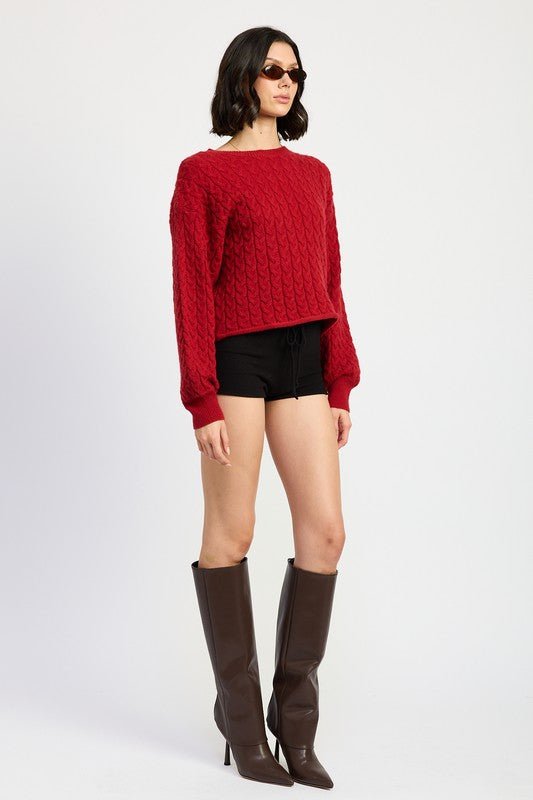 CABLE KNIT CROPPED SWEATER - Robbi & Angel