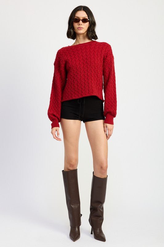 CABLE KNIT CROPPED SWEATER - Robbi & Angel