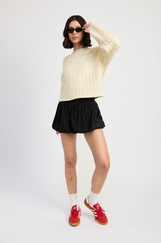 CABLE KNIT CROPPED SWEATER - Robbi & Angel