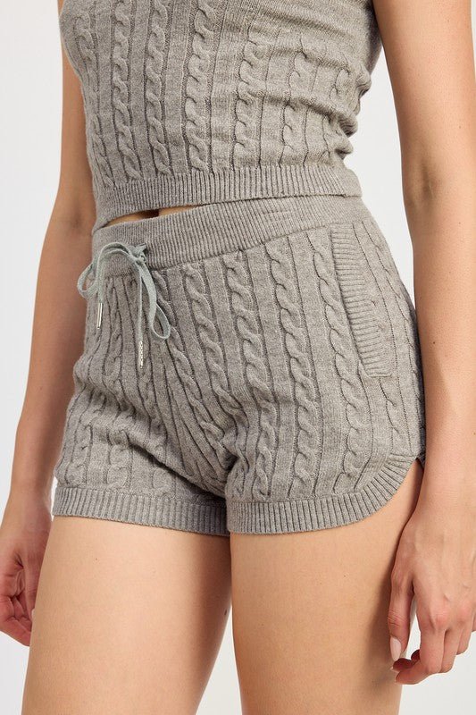 CABLE KNIT SHORTS WITH DRAWSTRING - Robbi & Angel