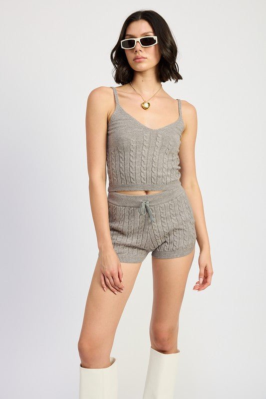 CABLE KNIT SHORTS WITH DRAWSTRING - Robbi & Angel