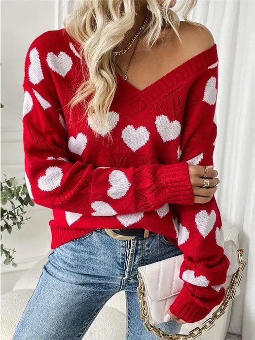 V - neck Heart Knit sweater - Robbi & Angel