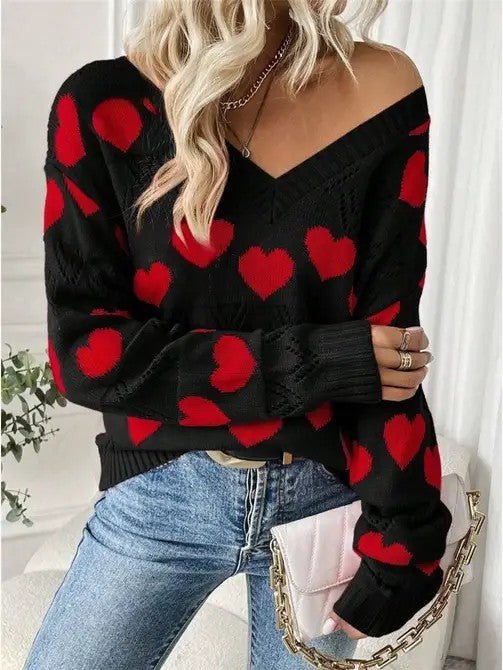 V - neck Heart Knit sweater - Robbi & Angel