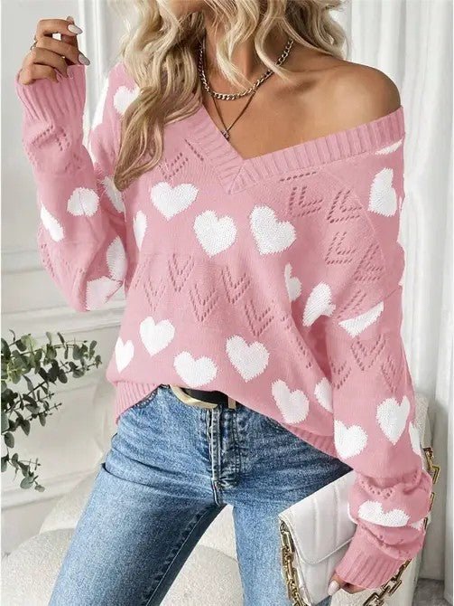 V - neck Heart Knit sweater - Robbi & Angel