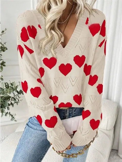 V - neck Heart Knit sweater - Robbi & Angel