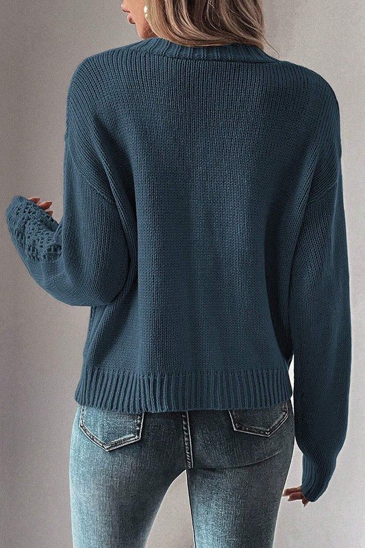 Women Open Knit Drop Shoulder Sweater Cardigan - Robbi & Angel