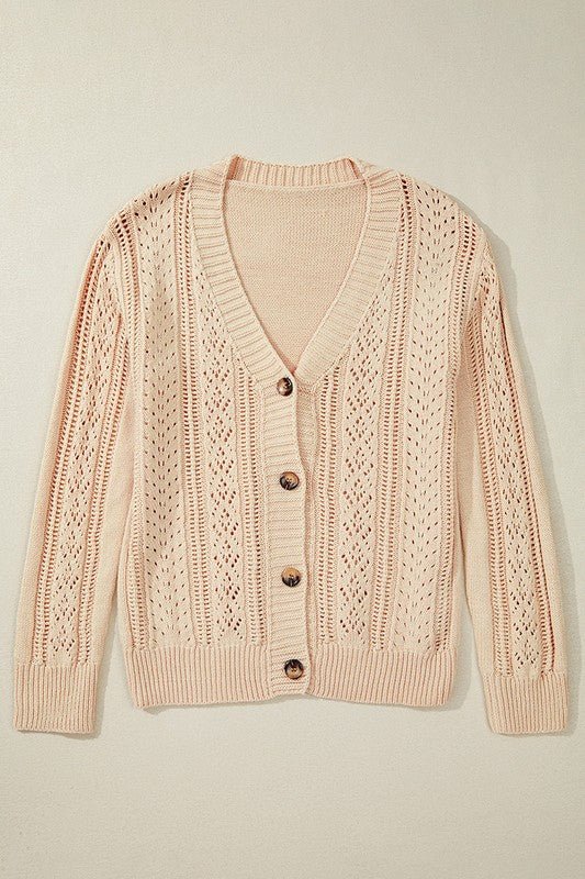 Women Open Knit Drop Shoulder Sweater Cardigan - Robbi & Angel