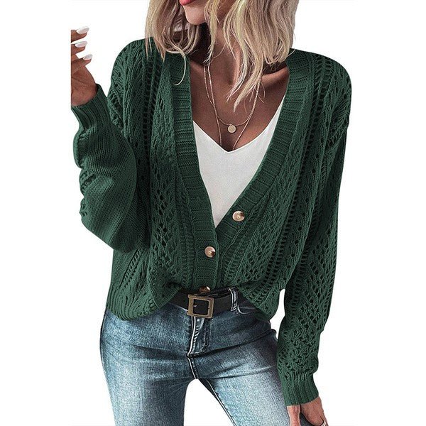 Women Open Knit Drop Shoulder Sweater Cardigan - Robbi & Angel