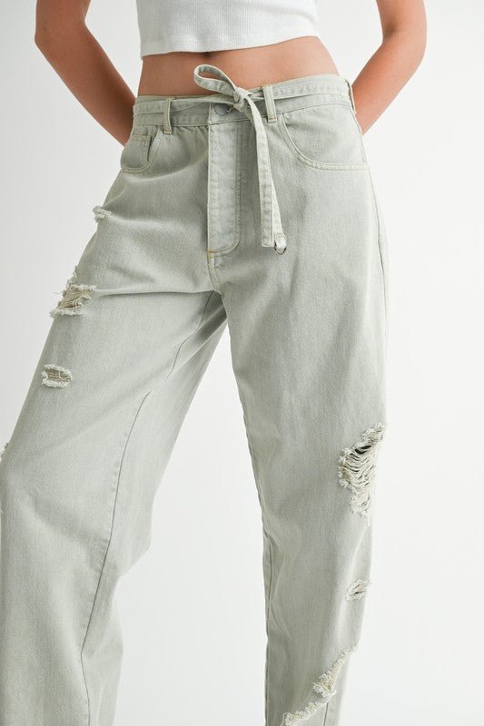 DISTRESSED WIDE LEG PANTS - Robbi & Angel