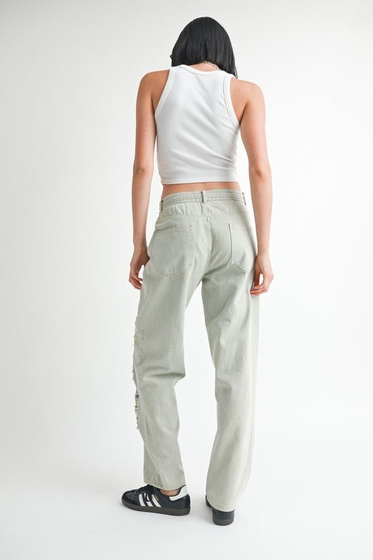 DISTRESSED WIDE LEG PANTS - Robbi & Angel