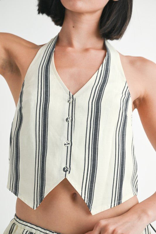 HALTER NECKLINE VEST WITH BACK TIE - Robbi & Angel