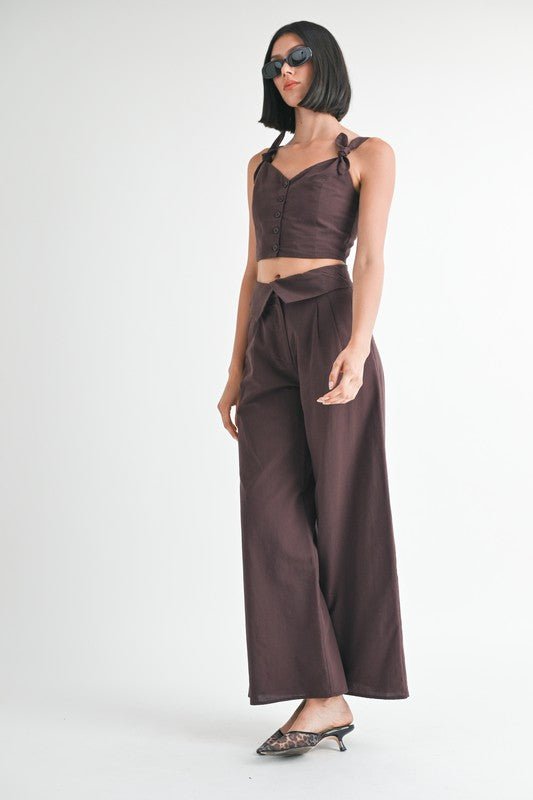 FOLD OVER PANTS WITH WIDE LEG - Robbi & Angel