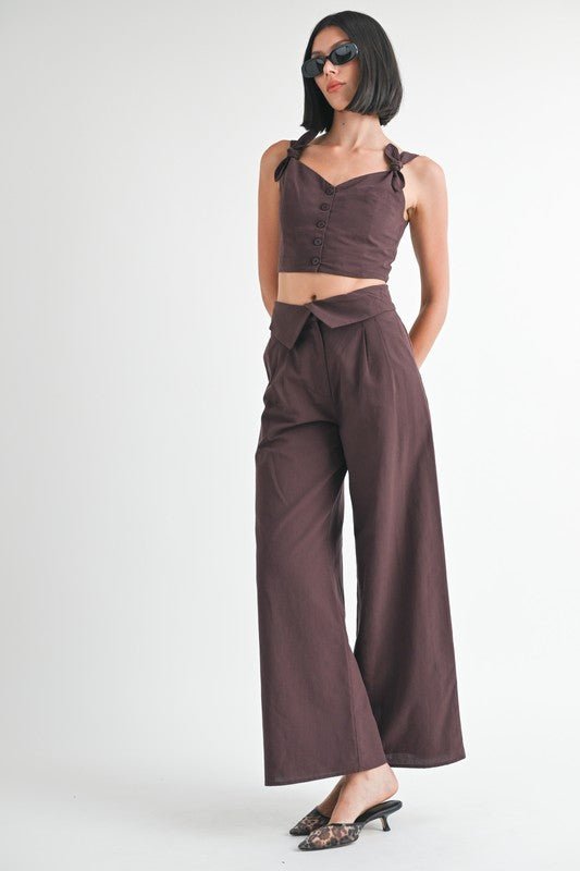 FOLD OVER PANTS WITH WIDE LEG - Robbi & Angel