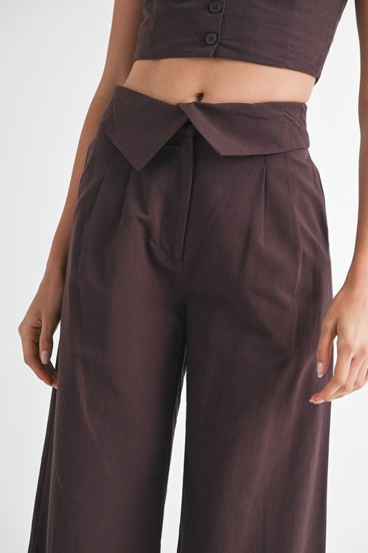 FOLD OVER PANTS WITH WIDE LEG - Robbi & Angel