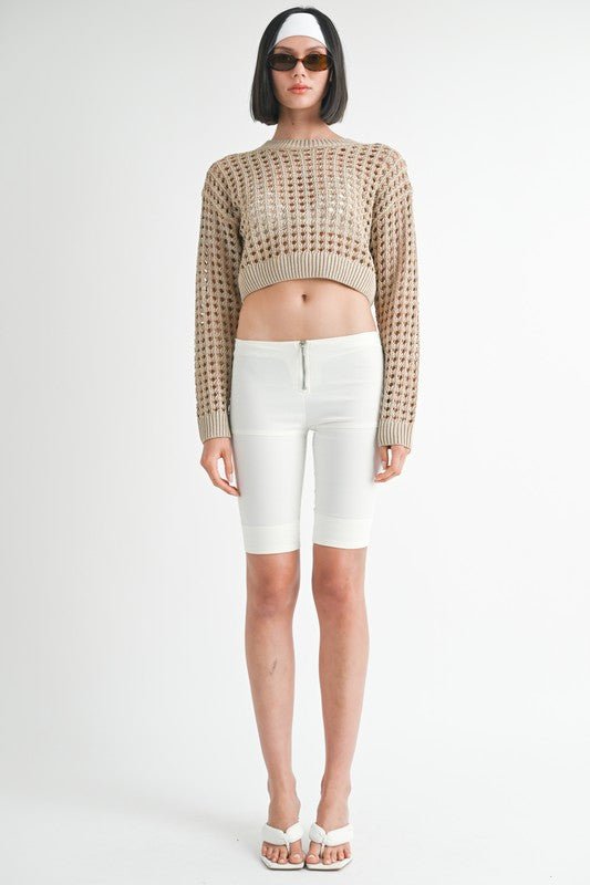 ROUND NECK KNITTED CROP SWEATER TOP - Robbi & Angel