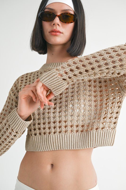 ROUND NECK KNITTED CROP SWEATER TOP - Robbi & Angel