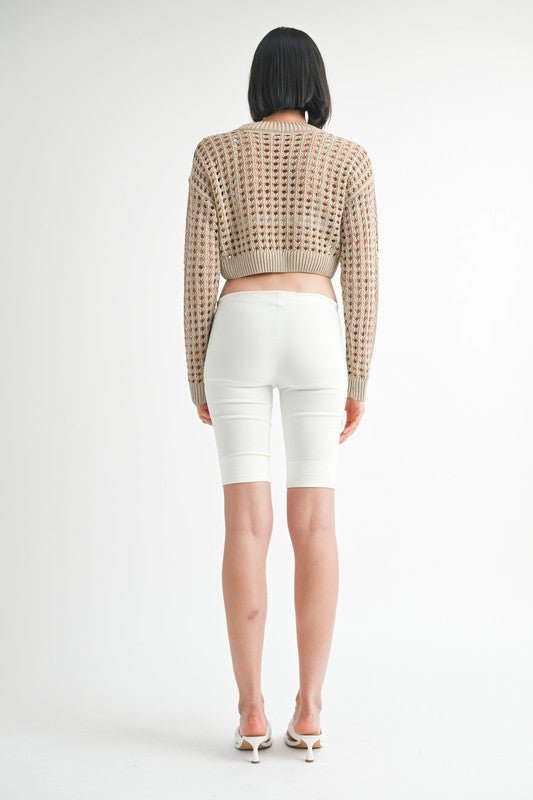 ROUND NECK KNITTED CROP SWEATER TOP - Robbi & Angel