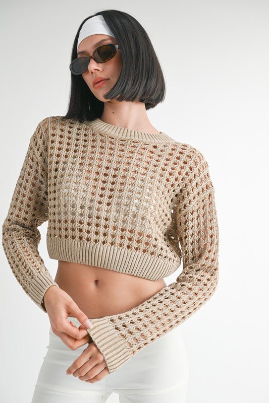 ROUND NECK KNITTED CROP SWEATER TOP - Robbi & Angel